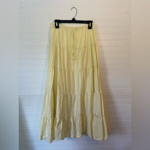 Zara Butter Yellow Maxi Skirt Size Small 100% Cotton